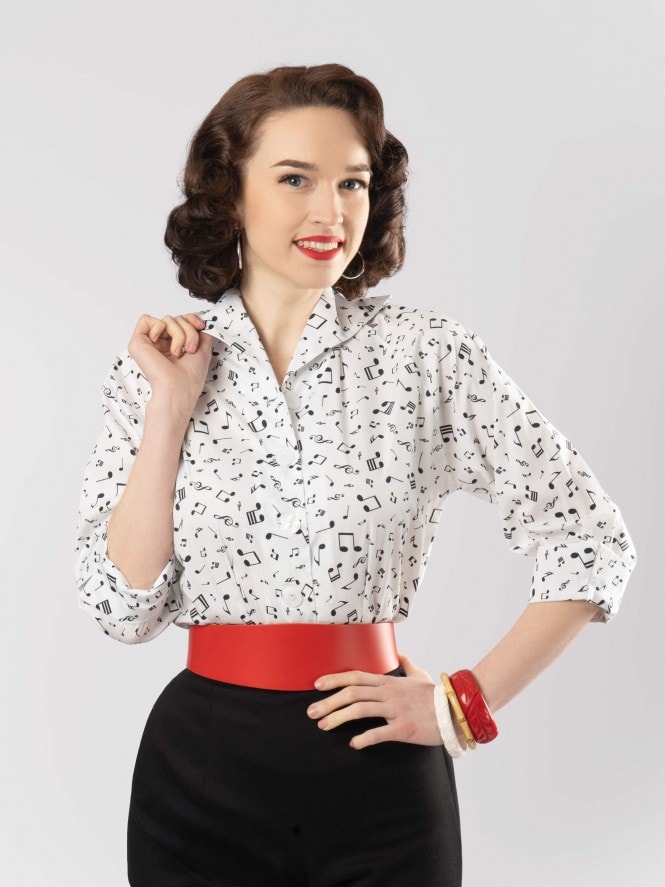 Raglan Blouse Music Note White