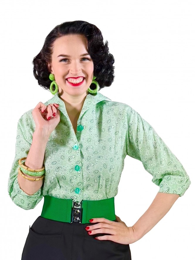 Raglan Blouse Paisley Mint Green
