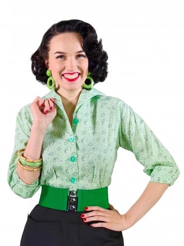 Raglan Blouse Paisley Mint Green