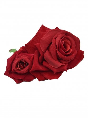 Red Double Rose Hair Clip
