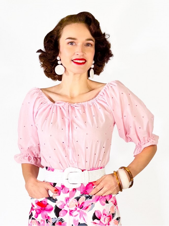 Rosa Peasant Top Broderie Pink