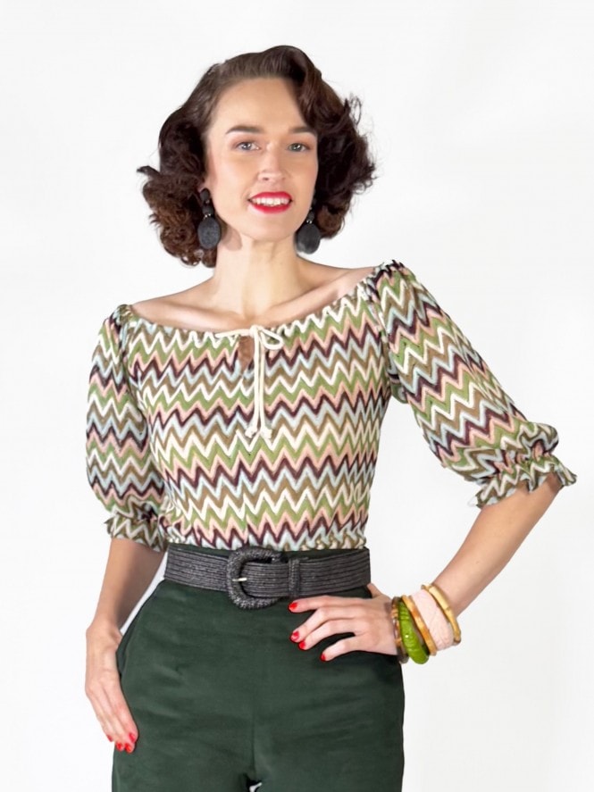 Rosa Peasant Top Zig Zag