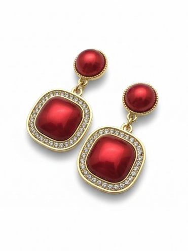 Ruby Square Earrings