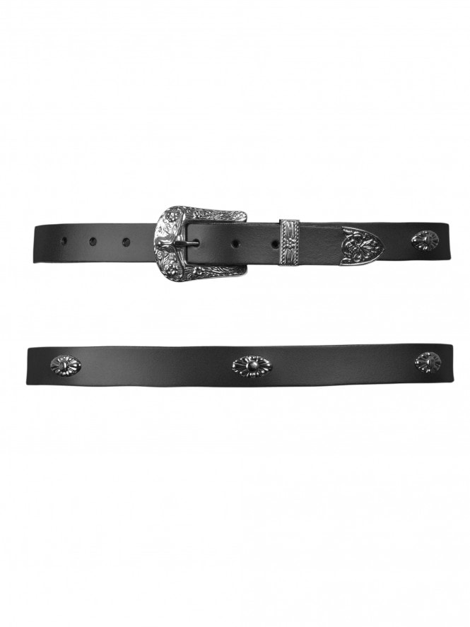 Santa Fe Black Leather Belt