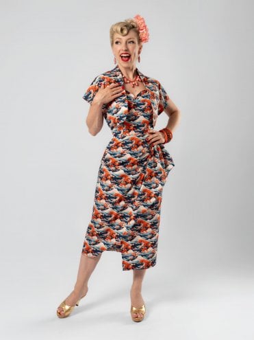 Sarong Mount Fuji Midnight Bolero Set