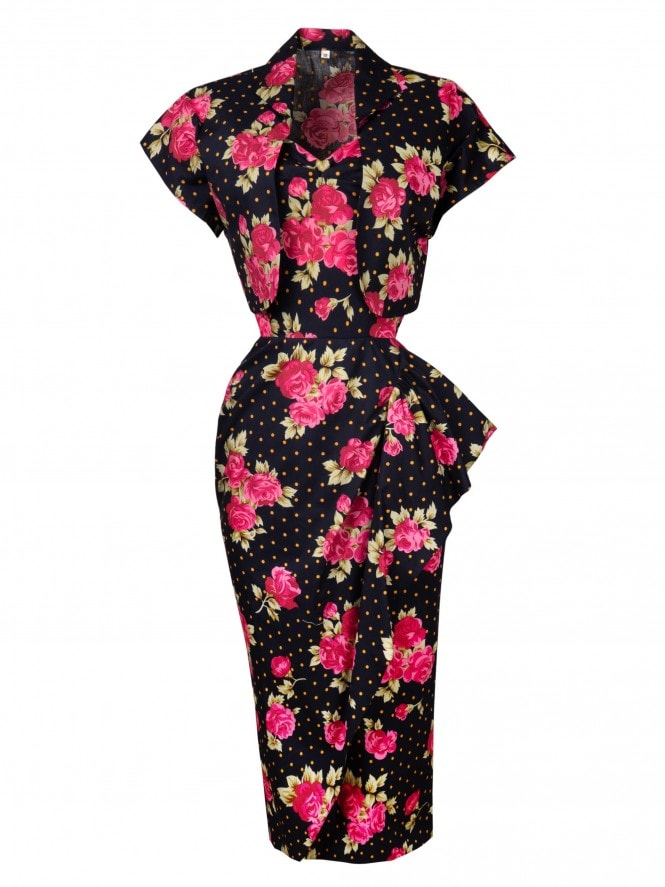 Sarong Set Rose Dot Navy Pink