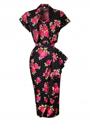 Sarong Set Rose Dot Navy Pink