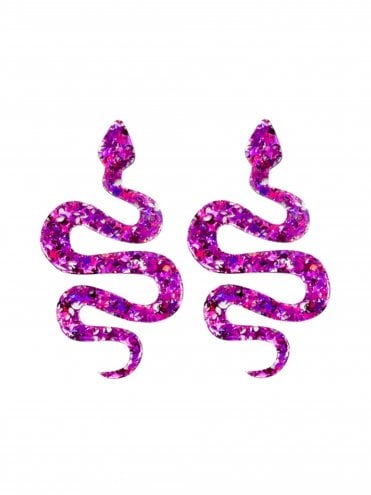 Serpent Earrings Purple Confetti