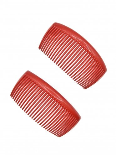 Set of 2 Large Hair Comb Red