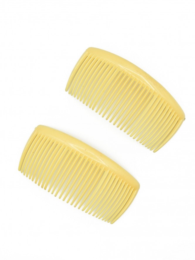 Set of 2 Large Hair Comb Yellow