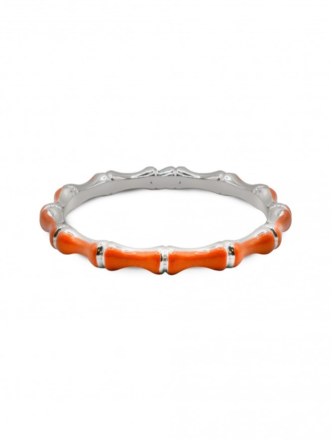 Silver Orange Bamboo Bangle