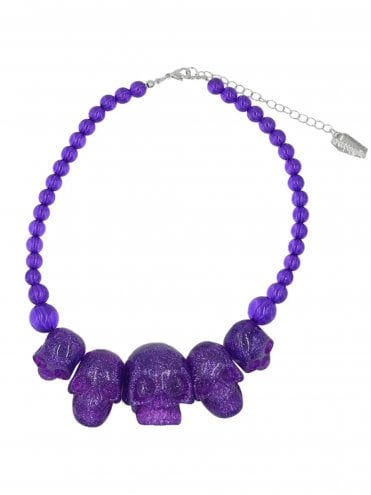 Skull Glitter Purple Necklace