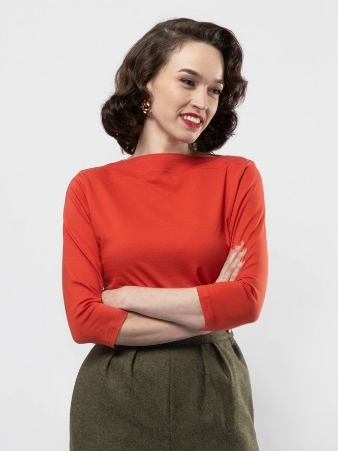 Slash Neck Top Burnt Orange