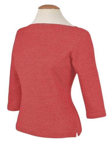 Slash Neck Top Coral Fleece