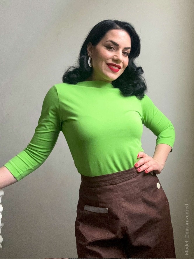Slash Neck Top Meadow Green