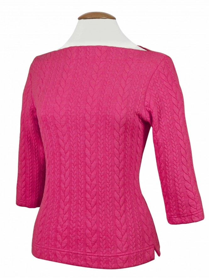 Slash Neck Top Raspberry Cable
