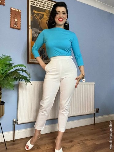 50s-1950s-Vivien-of-Holloway-Best-Vintage-Style-Reproduction-Repro-Slash-Neck-Top-blue-Turquoise-Rockabilly-Swing-Pinup