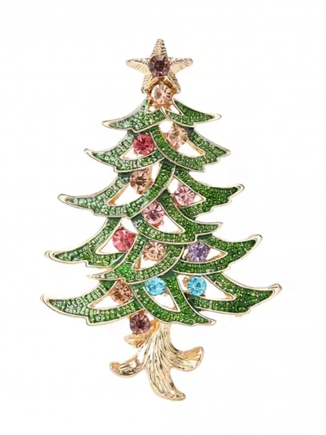 Sparkle Christmas Tree Brooch Green