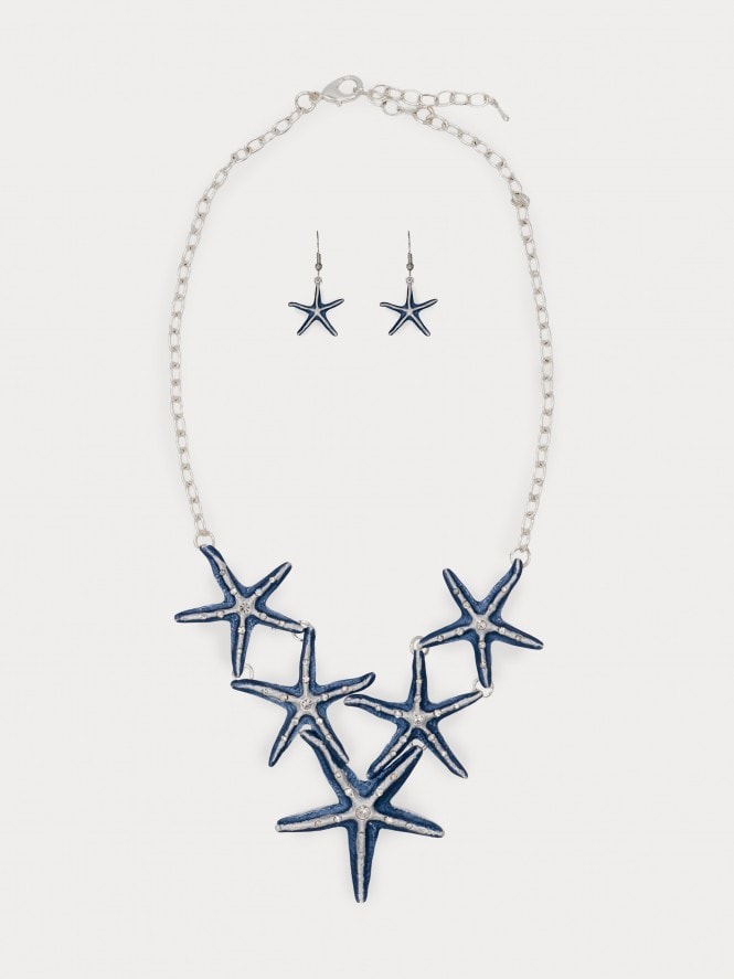 Sparkle Starfish Sapphire Necklace Set