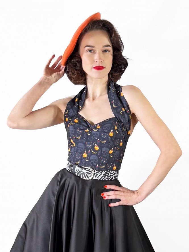 Spiderweb Black Embossed Leather Belt