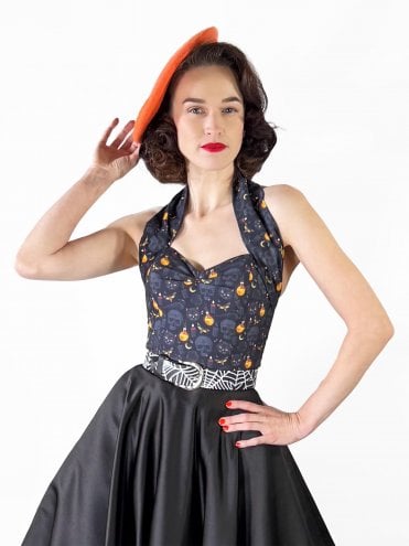 Spiderweb Black Embossed Leather Belt