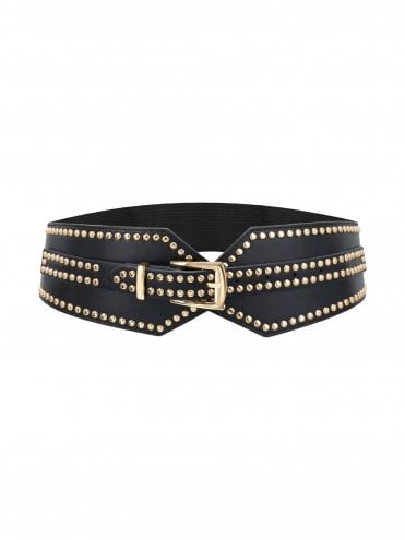Studded Silhouette Cincher Black