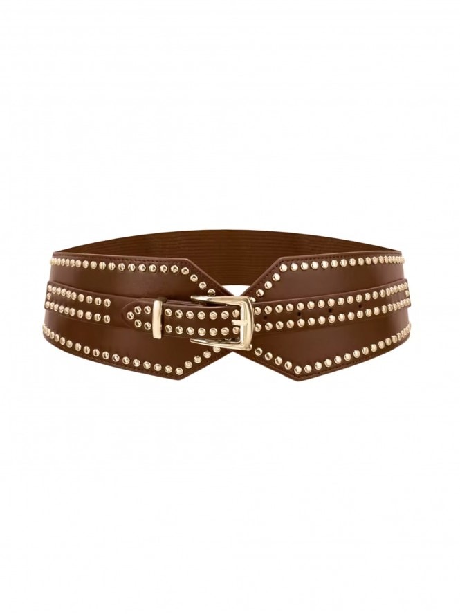 Studded Silhouette Cincher Tan
