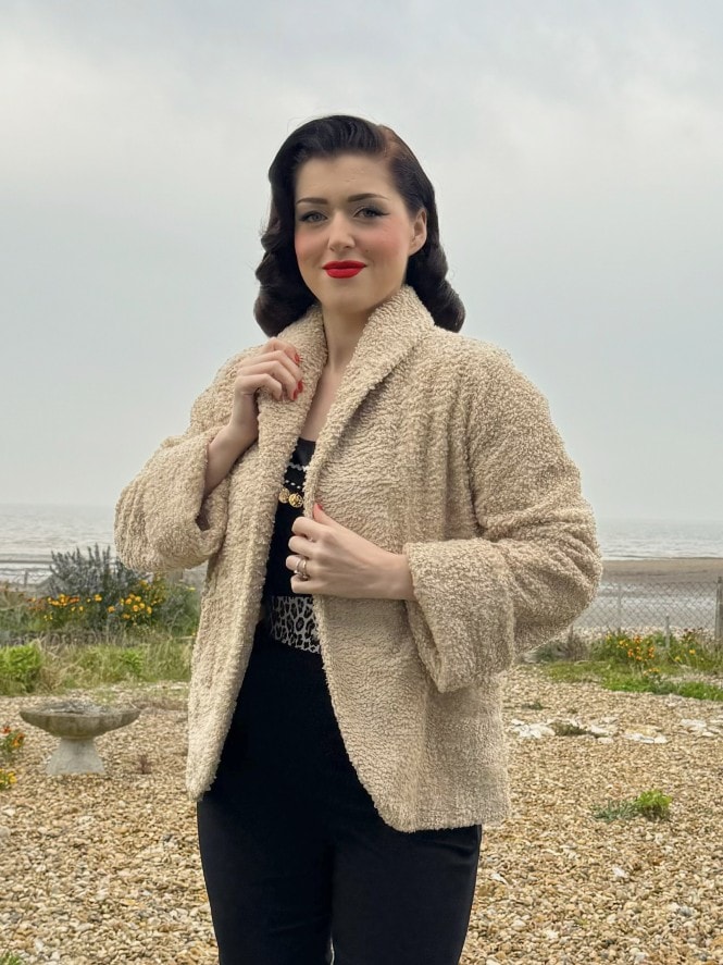 Swagger Jacket Faux Sheepskin Cream