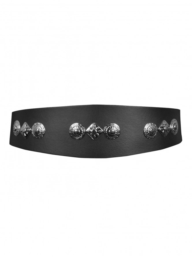 The Wasp Cinch Belt Concho Studs Black Leather