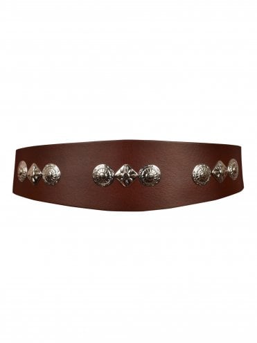 The Wasp Cinch Belt Concho Studs Tan Leather