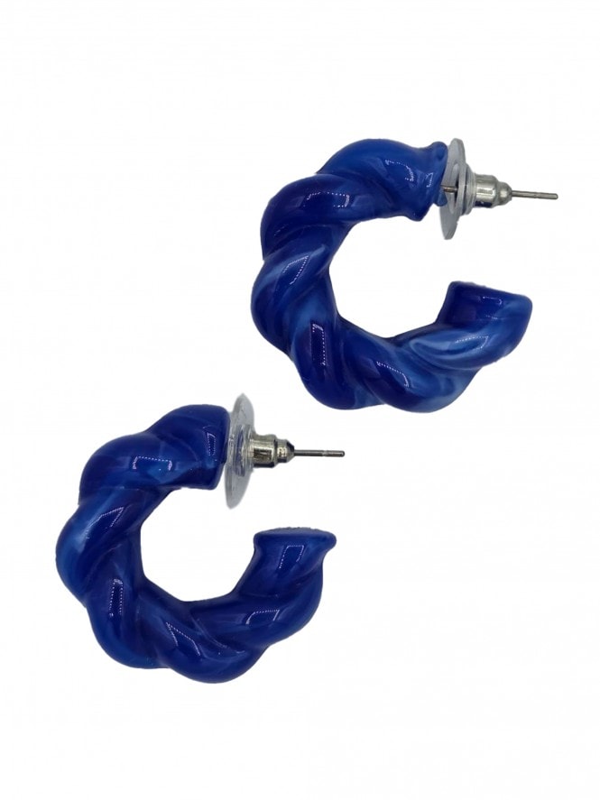 Twirl Hoops Earrings Cobalt Blue