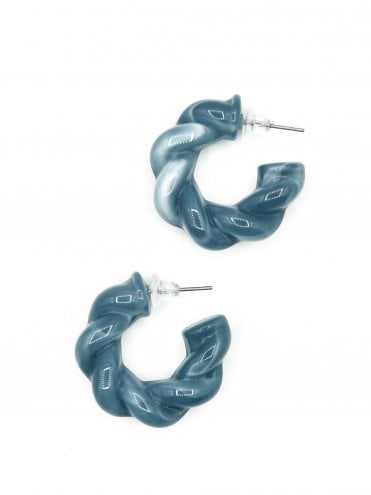 Twirl Hoops Earrings Teal