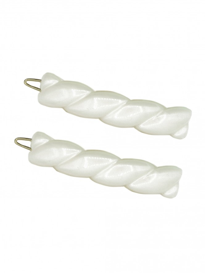 Vintage Twist Barrettes Set Ivory