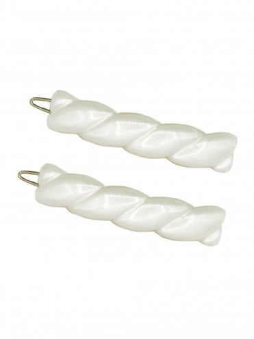 Vintage Twist Barrettes Set Ivory