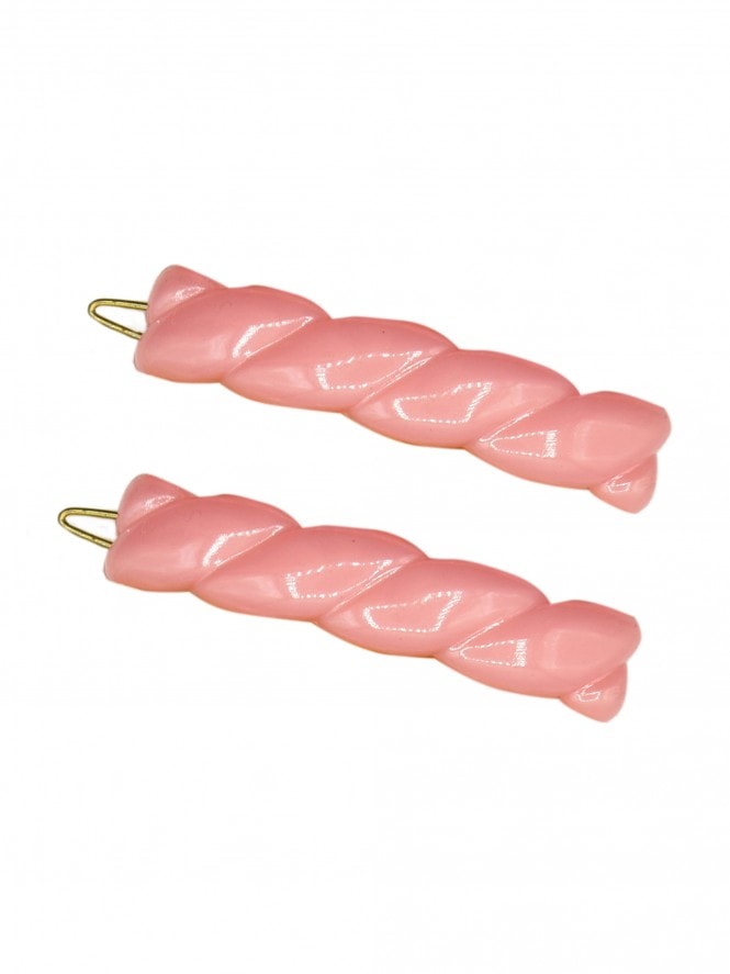 Vintage Twist Barrettes Set Pink