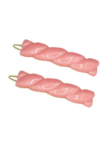 Vintage Twist Barrettes Set Pink