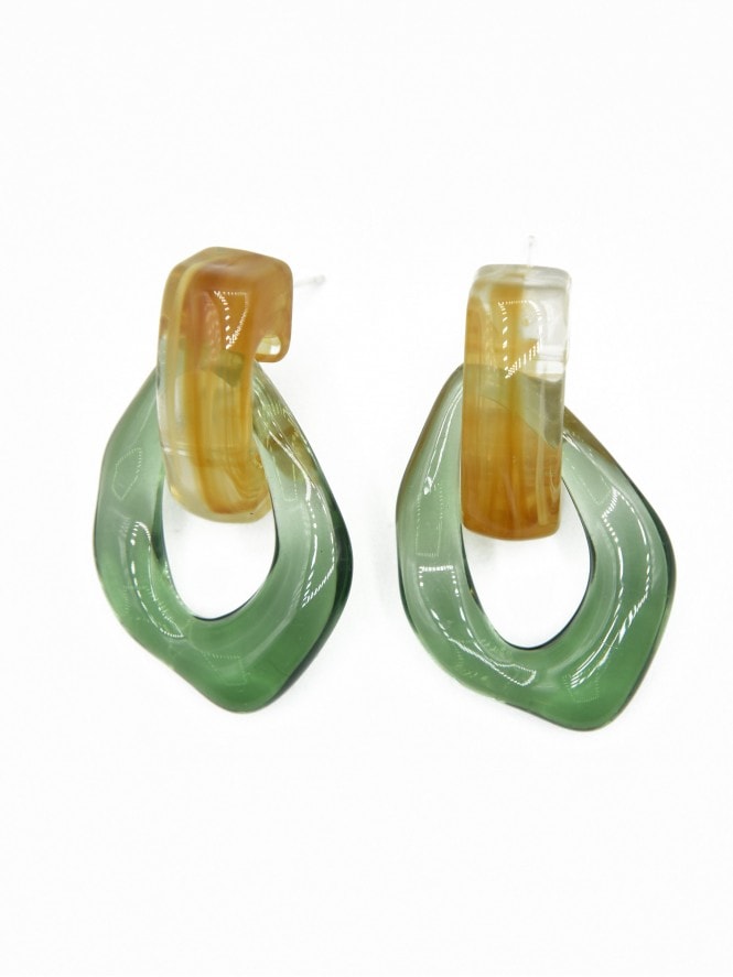 Water Drop Earrings Green