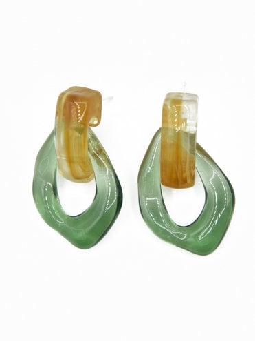Water Drop Earrings Green