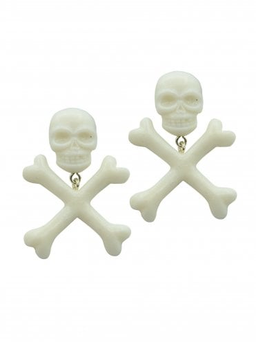 White Skull and Crossbones Earrings