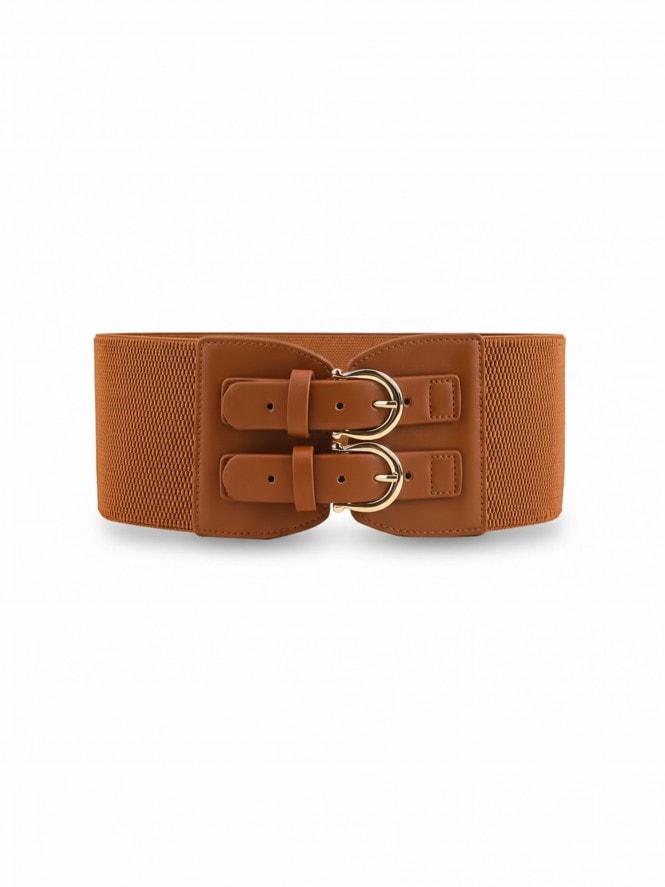 Wide Buckle Belt Tan