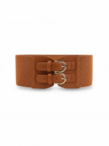 Wide Buckle Belt Tan