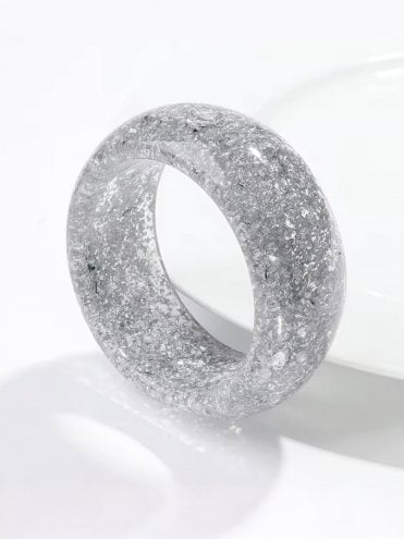 Wide Confetti Bangle Silver