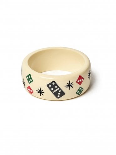 Rockabilly Vegas Ace Domino resin vintage statement retro bangle inspired by 1950s fashion