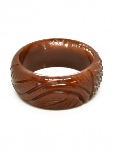 Wide Heavy Carved Bangle Tobacco