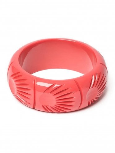 Peach Coral Bakelite style Fakelite resin vintage statement retro bangle inspired by 1950s fashion