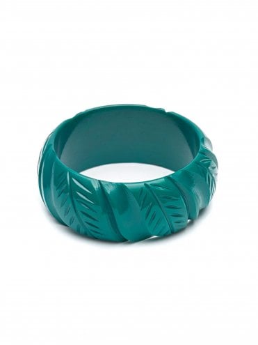 Jade Green Tiki resin vintage statement retro bangle inspired by 1950s fashion