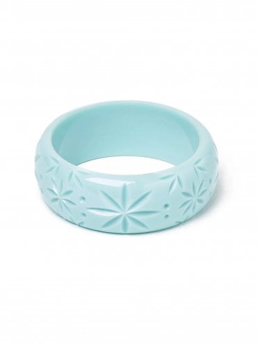Pastel Turquoise Blue resin vintage statement retro bangle inspired by 1950s fashion
